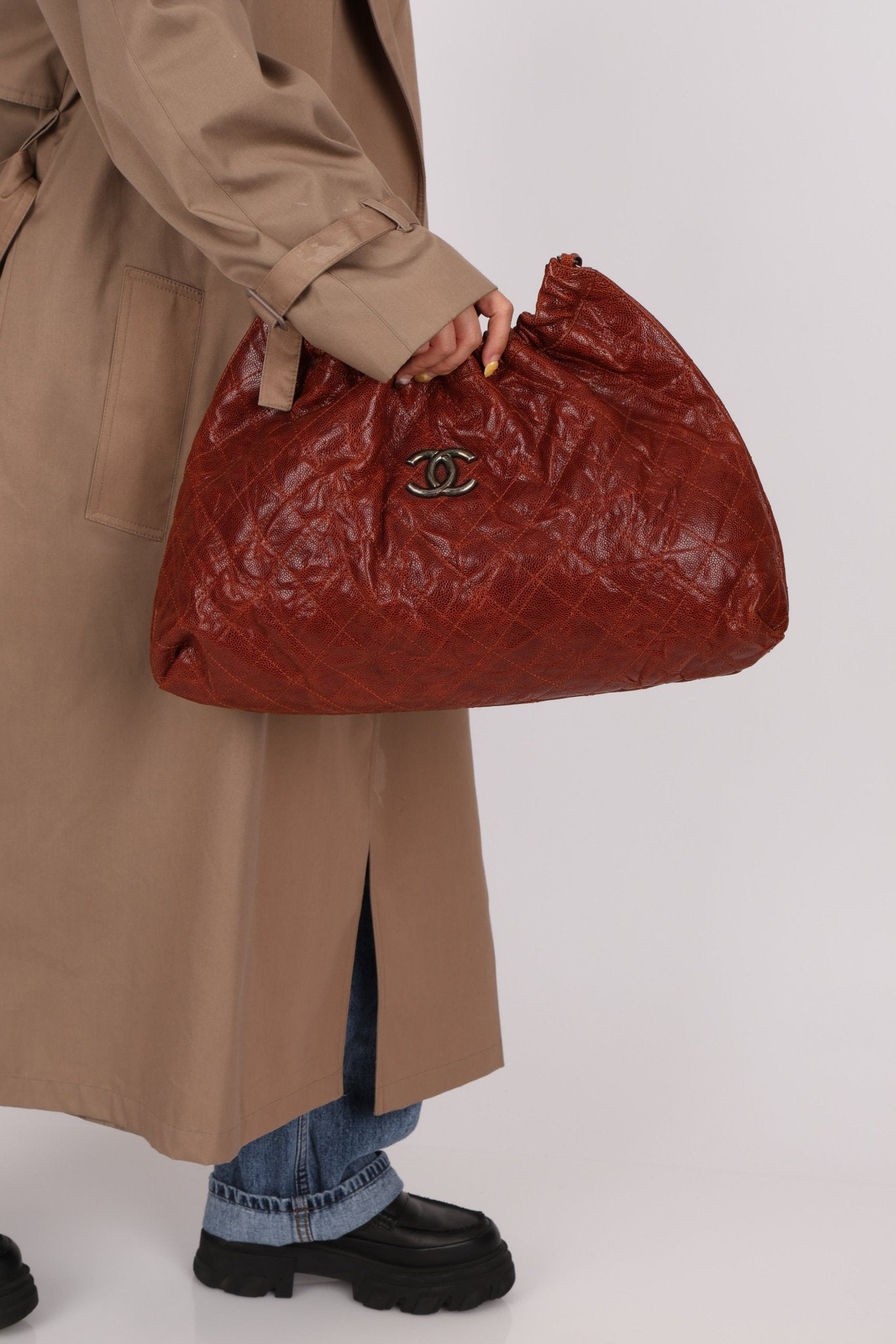 Chanel 2012 Aged Caviar Elastic CC Hobo - FashioNica