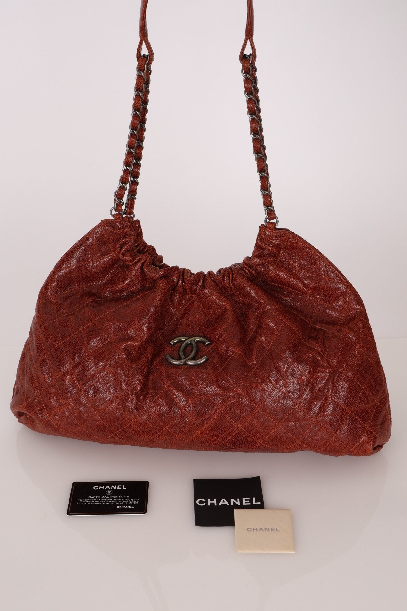 Chanel 2012 Aged Caviar Elastic CC Hobo - FashioNica
