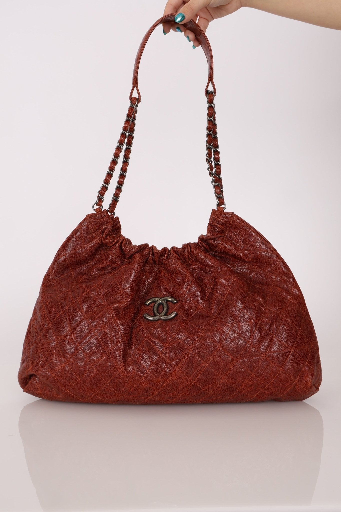 Chanel 2012 Aged Caviar Elastic CC Hobo - FashioNica