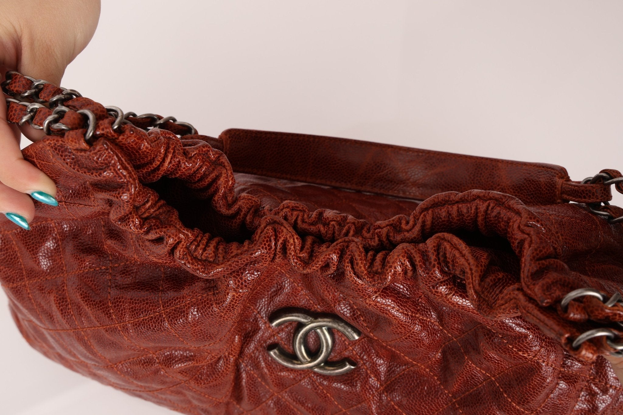 Chanel 2012 Aged Caviar Elastic CC Hobo - FashioNica