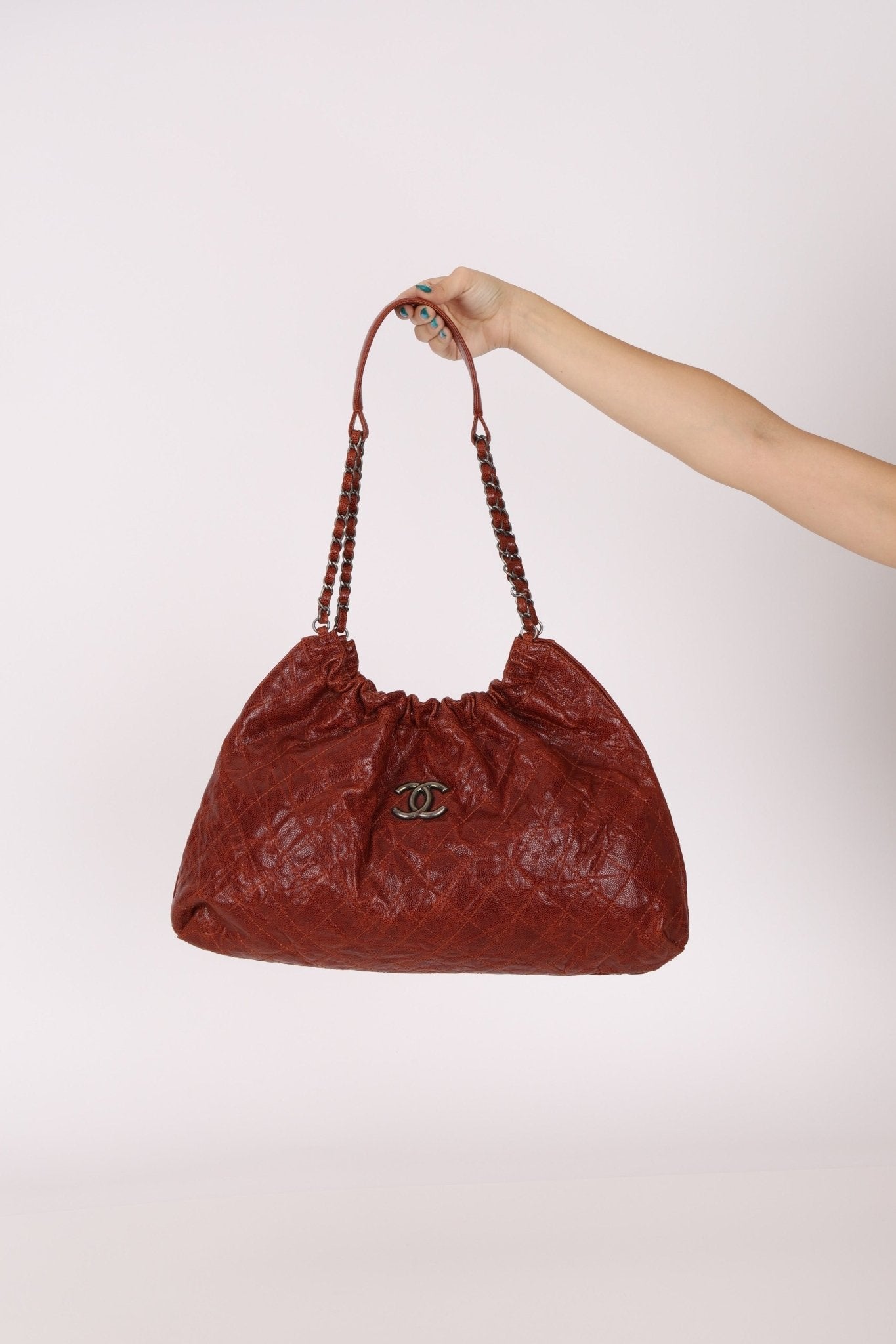 Chanel 2012 Aged Caviar Elastic CC Hobo - FashioNica