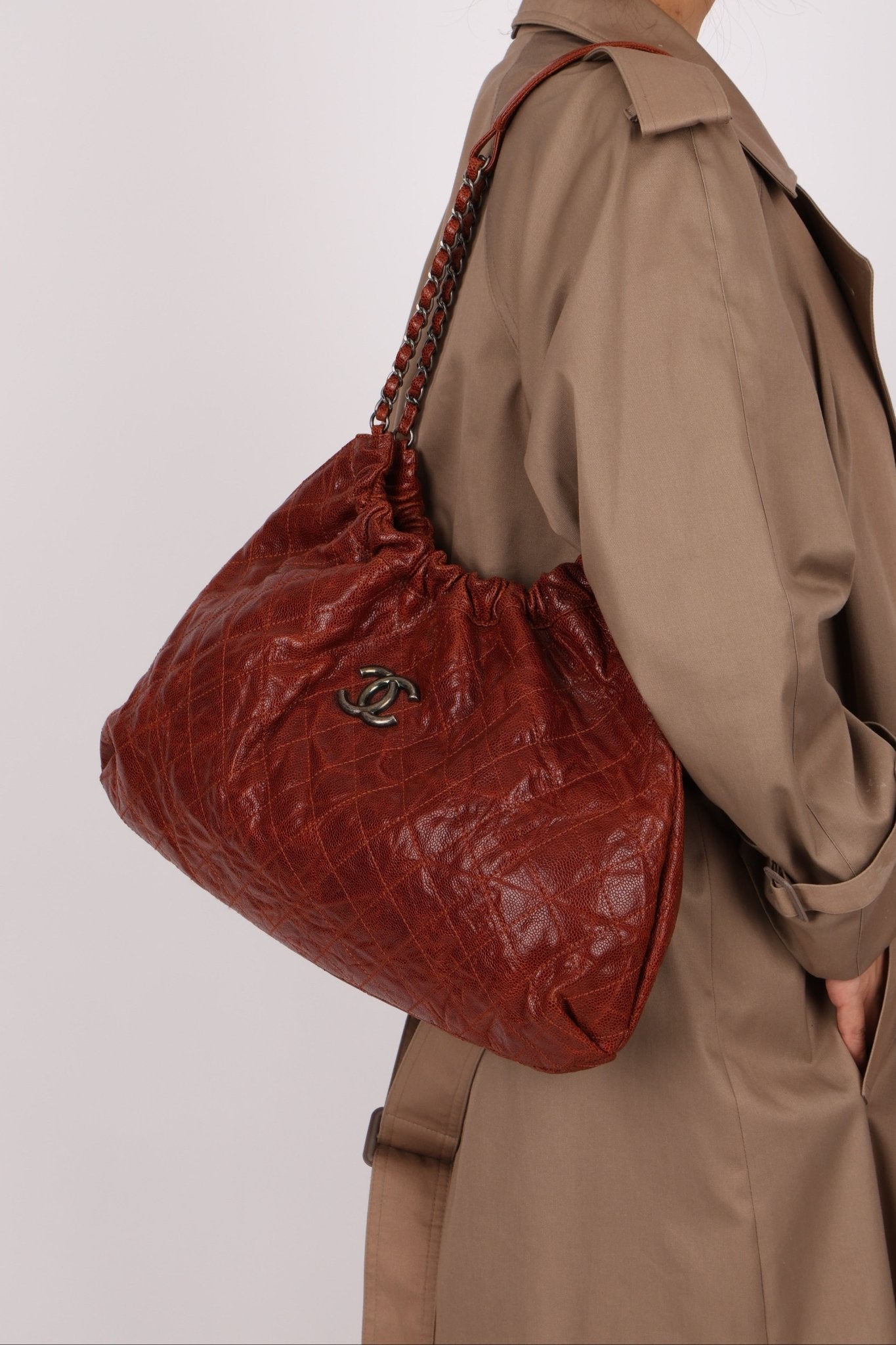 Chanel 2012 Aged Caviar Elastic CC Hobo - FashioNica