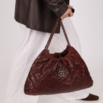 Chanel 2012 Burgundy Aged Caviar Elastic CC Hobo - FashioNica