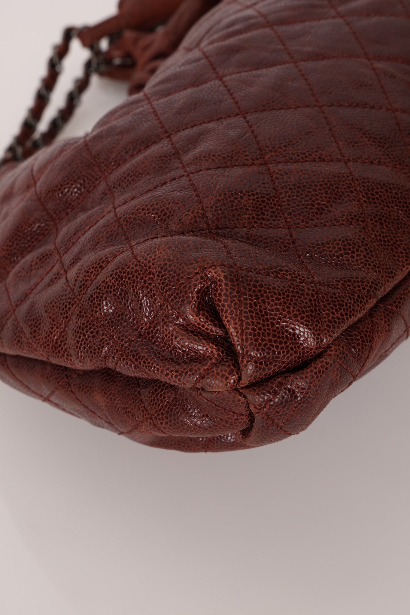 Chanel 2012 Burgundy Aged Caviar Elastic CC Hobo - FashioNica