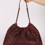 Chanel 2012 Burgundy Aged Caviar Elastic CC Hobo - FashioNica