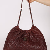 Chanel 2012 Burgundy Aged Caviar Elastic CC Hobo - FashioNica