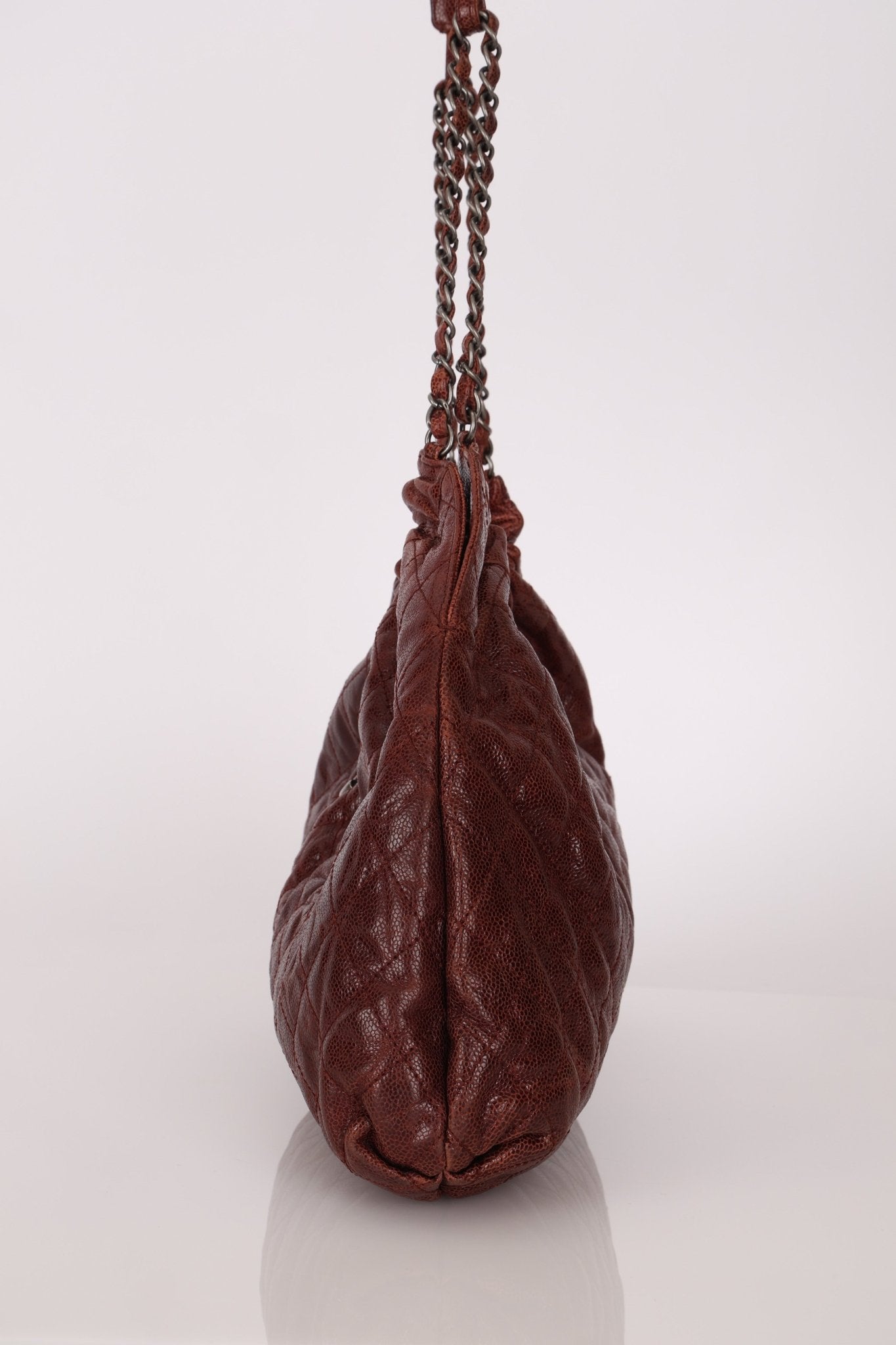 Chanel 2012 Burgundy Aged Caviar Elastic CC Hobo - FashioNica