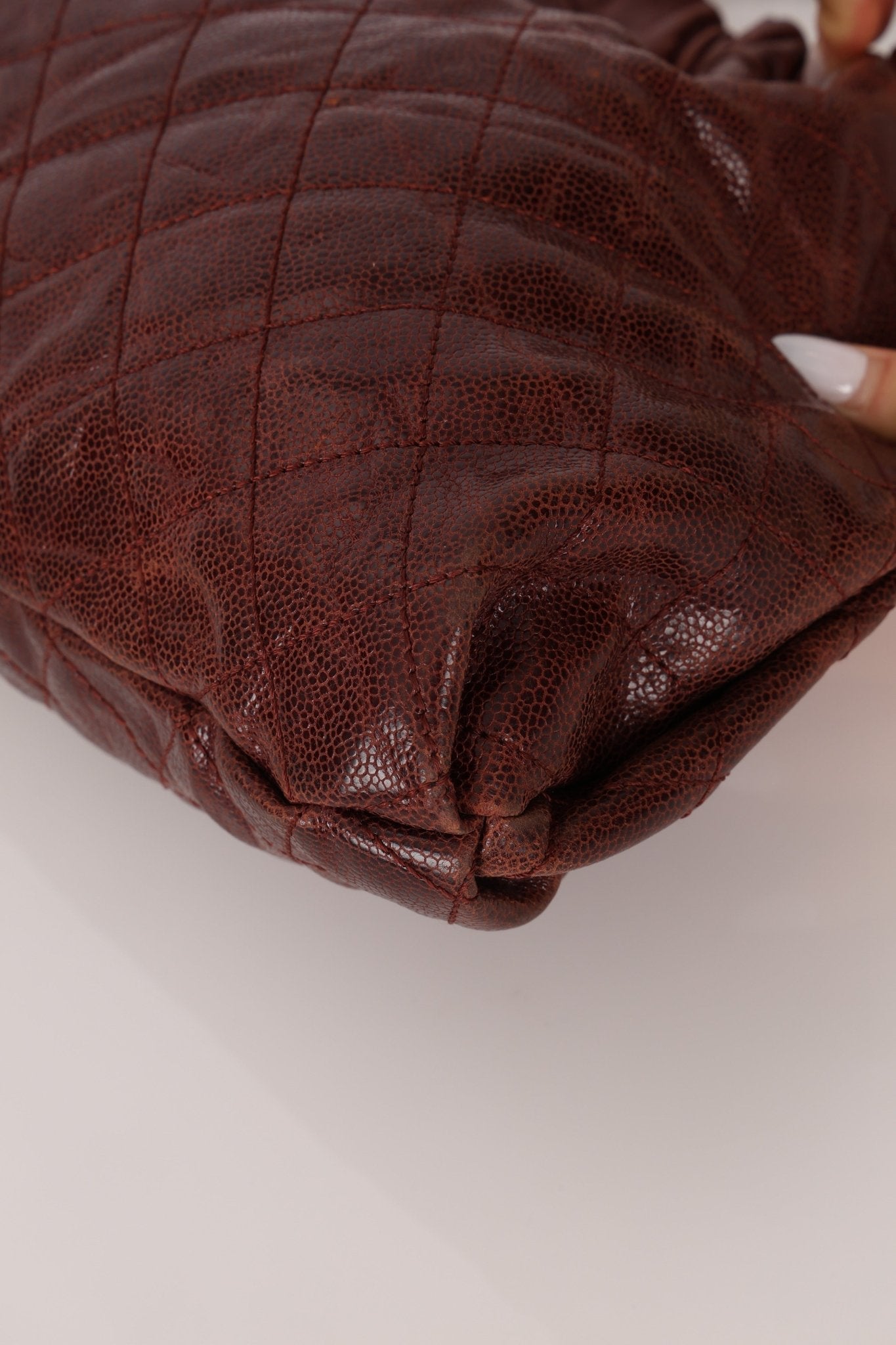 Chanel 2012 Burgundy Aged Caviar Elastic CC Hobo - FashioNica