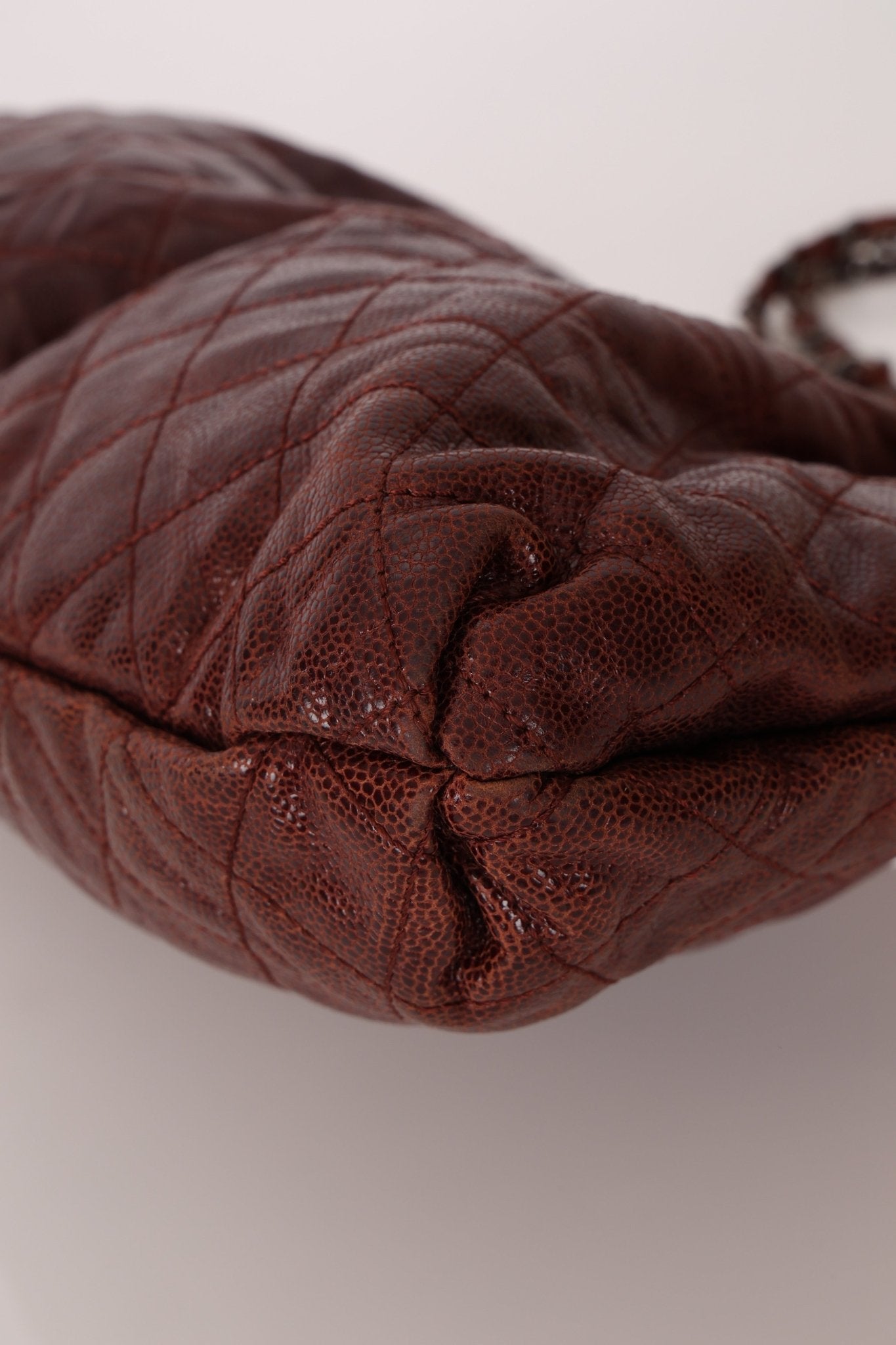 Chanel 2012 Burgundy Aged Caviar Elastic CC Hobo - FashioNica