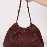 Chanel 2012 Burgundy Aged Caviar Elastic CC Hobo - FashioNica