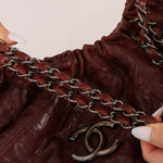 Chanel 2012 Burgundy Aged Caviar Elastic CC Hobo - FashioNica