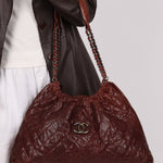 Chanel 2012 Burgundy Aged Caviar Elastic CC Hobo - FashioNica