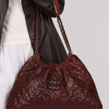 Chanel 2012 Burgundy Aged Caviar Elastic CC Hobo - FashioNica