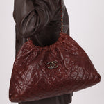 Chanel 2012 Burgundy Aged Caviar Elastic CC Hobo - FashioNica