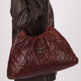 Chanel 2012 Burgundy Aged Caviar Elastic CC Hobo - FashioNica
