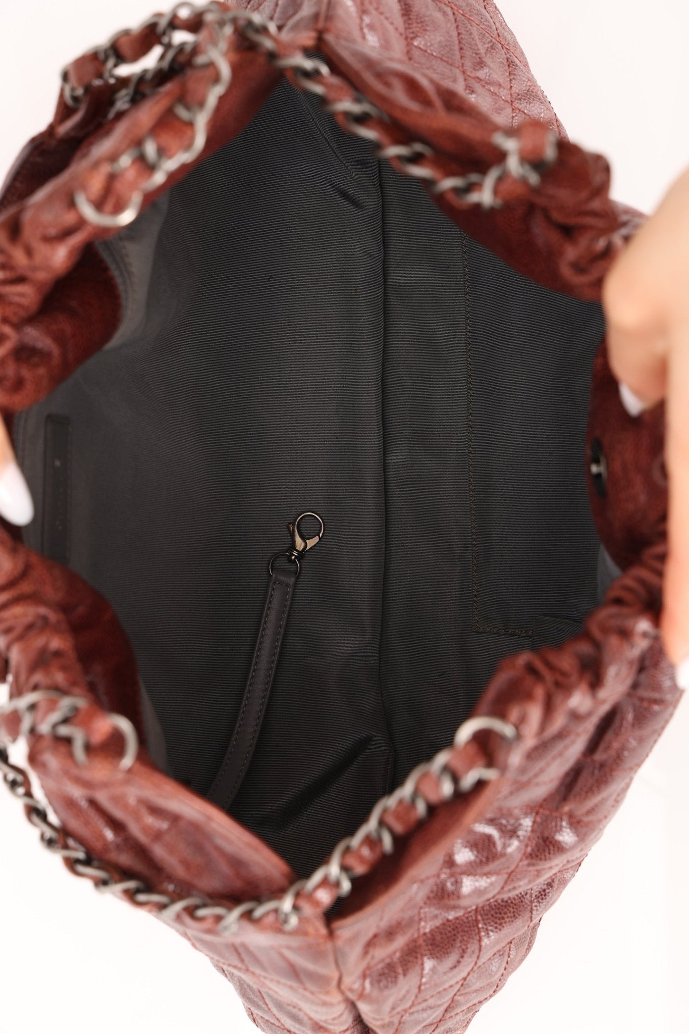 Chanel 2012 Burgundy Aged Caviar Elastic CC Hobo - FashioNica