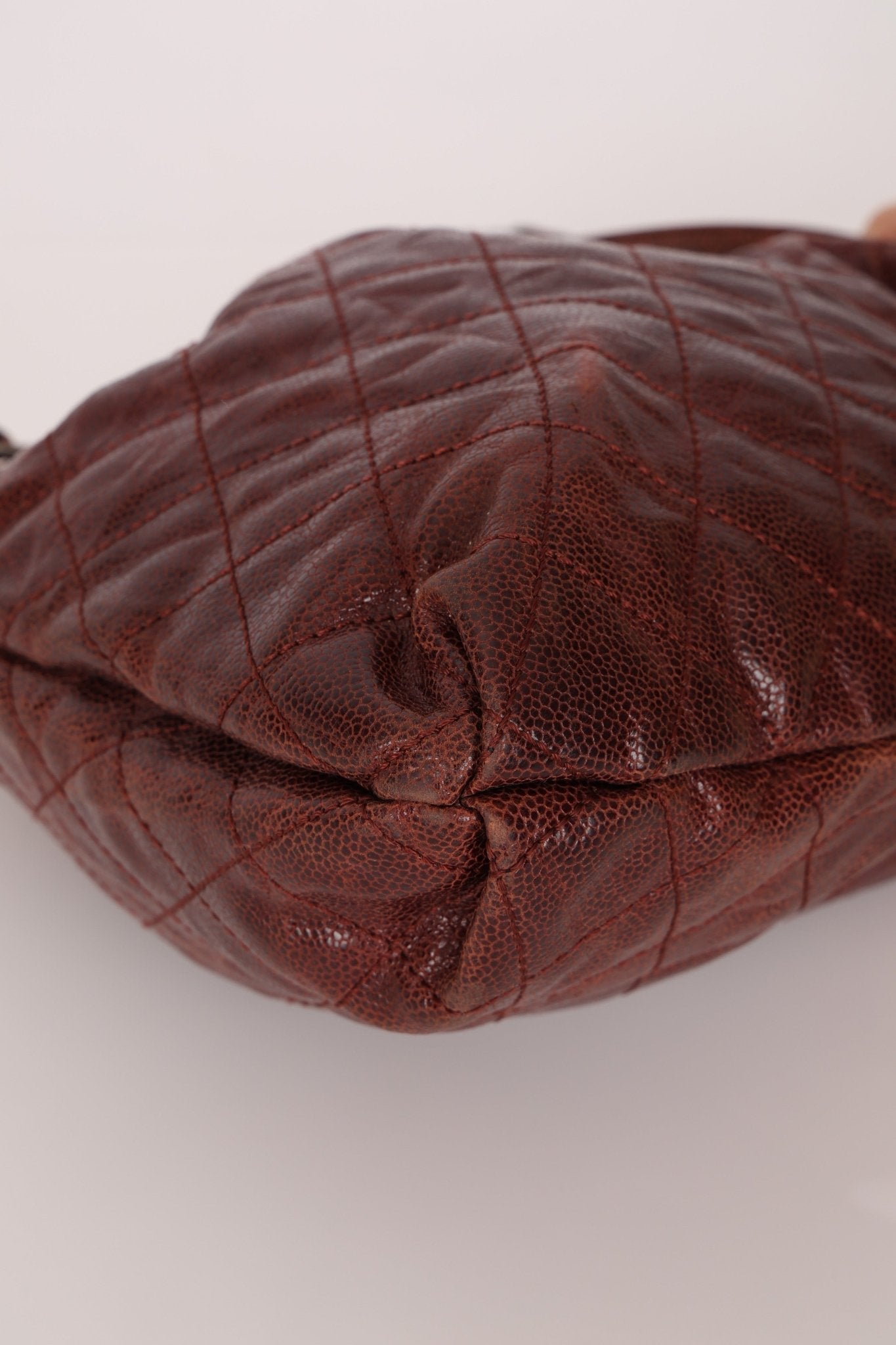 Chanel 2012 Burgundy Aged Caviar Elastic CC Hobo - FashioNica