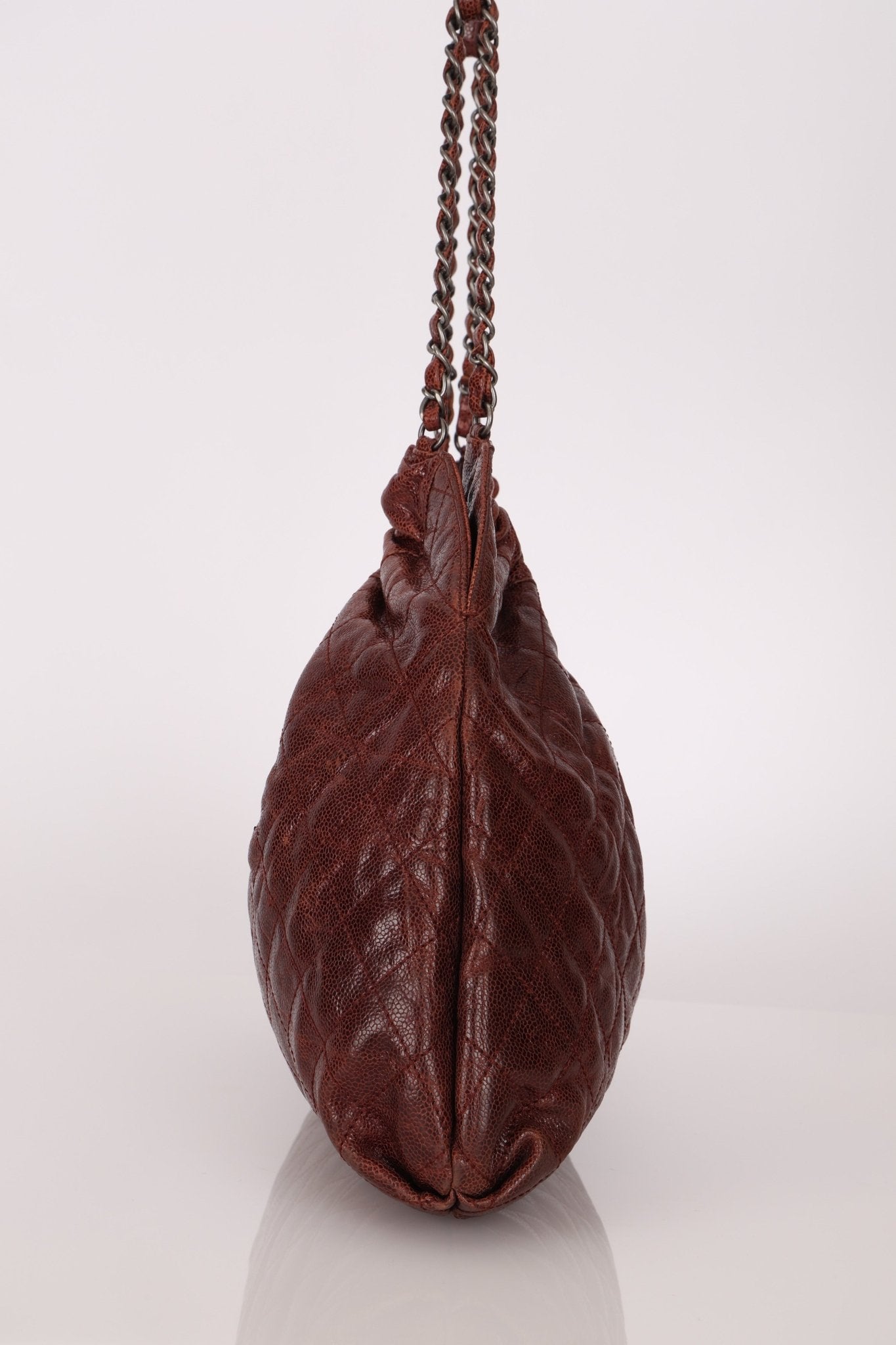 Chanel 2012 Burgundy Aged Caviar Elastic CC Hobo - FashioNica