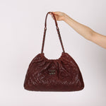 Chanel 2012 Burgundy Aged Caviar Elastic CC Hobo - FashioNica