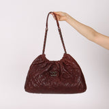 Chanel 2012 Burgundy Aged Caviar Elastic CC Hobo - FashioNica