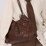 Chanel 2012 Distressed Glazed Chocolate Caviar Hobo - FashioNica