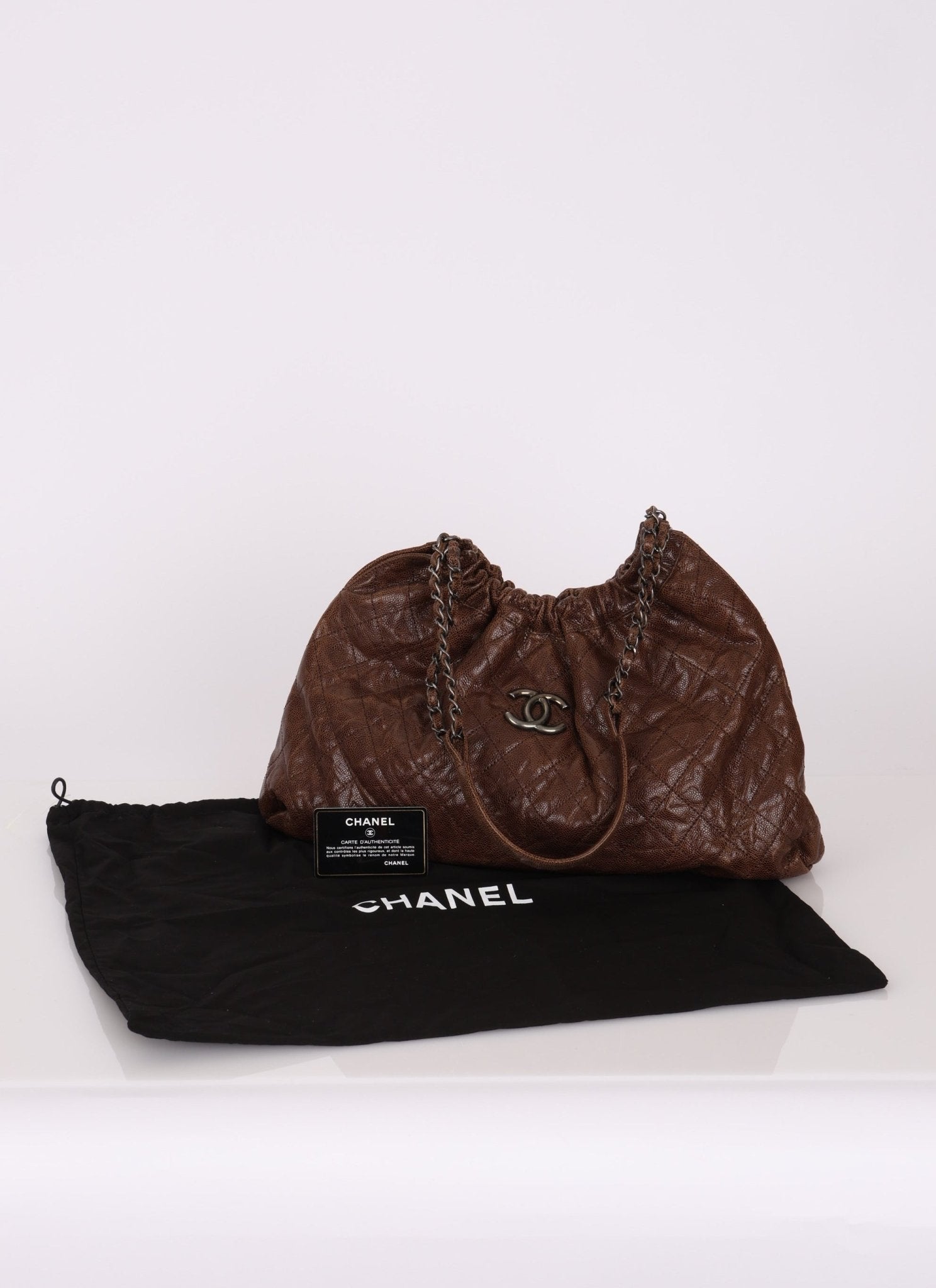 Chanel 2012 Distressed Glazed Chocolate Caviar Hobo - FashioNica