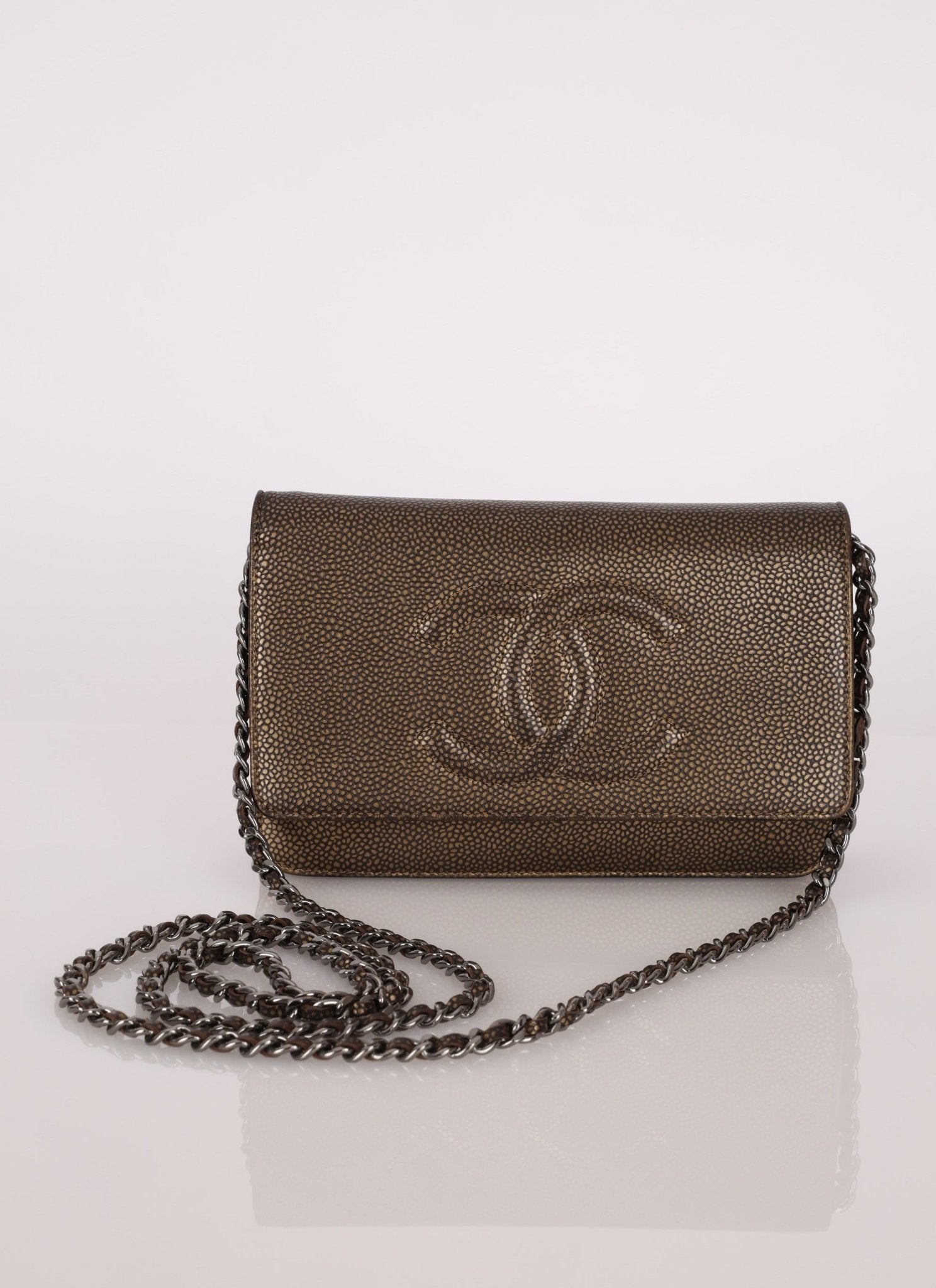 Chanel 2012 Metallic Bronze Caviar Wallet on Chain - FashioNica