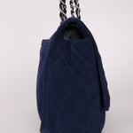 Chanel 2012 Navy Nubuck Natural Beauty Split Pocket Large Flap Bag - FashioNica