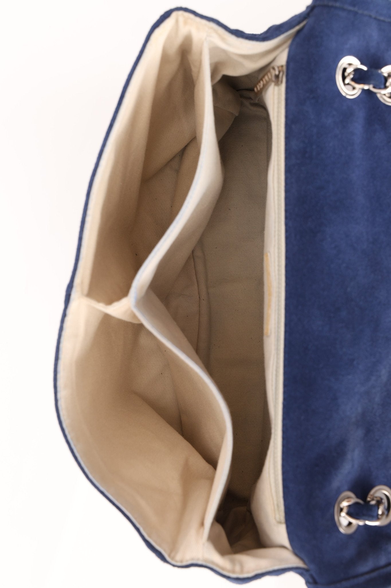 Chanel 2012 Navy Nubuck Natural Beauty Split Pocket Large Flap Bag - FashioNica