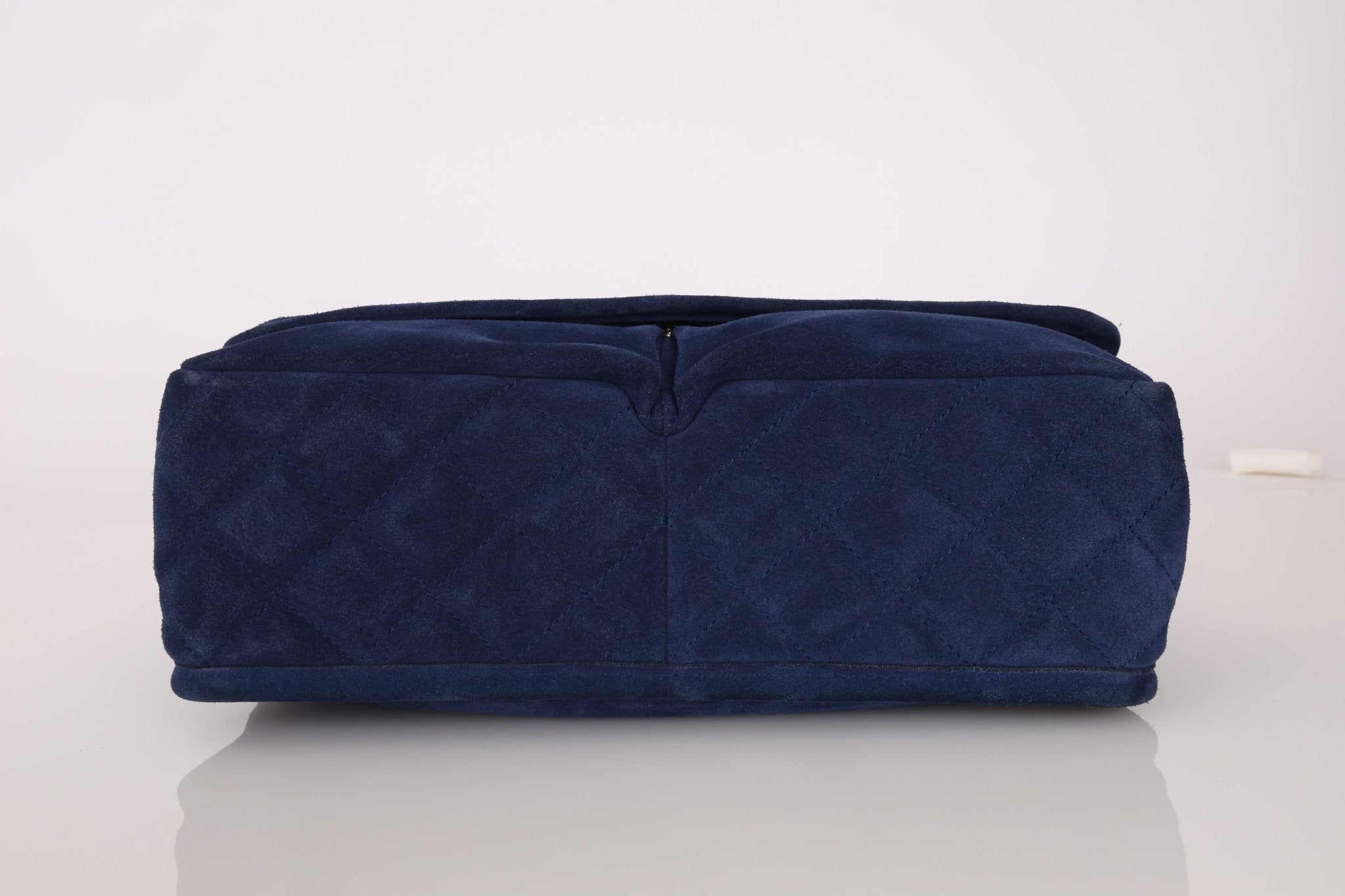 Chanel 2012 Navy Nubuck Natural Beauty Split Pocket Large Flap Bag - FashioNica