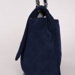 Chanel 2012 Navy Nubuck Natural Beauty Split Pocket Large Flap Bag - FashioNica