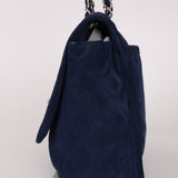 Chanel 2012 Navy Nubuck Natural Beauty Split Pocket Large Flap Bag - FashioNica