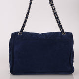 Chanel 2012 Navy Nubuck Natural Beauty Split Pocket Large Flap Bag - FashioNica