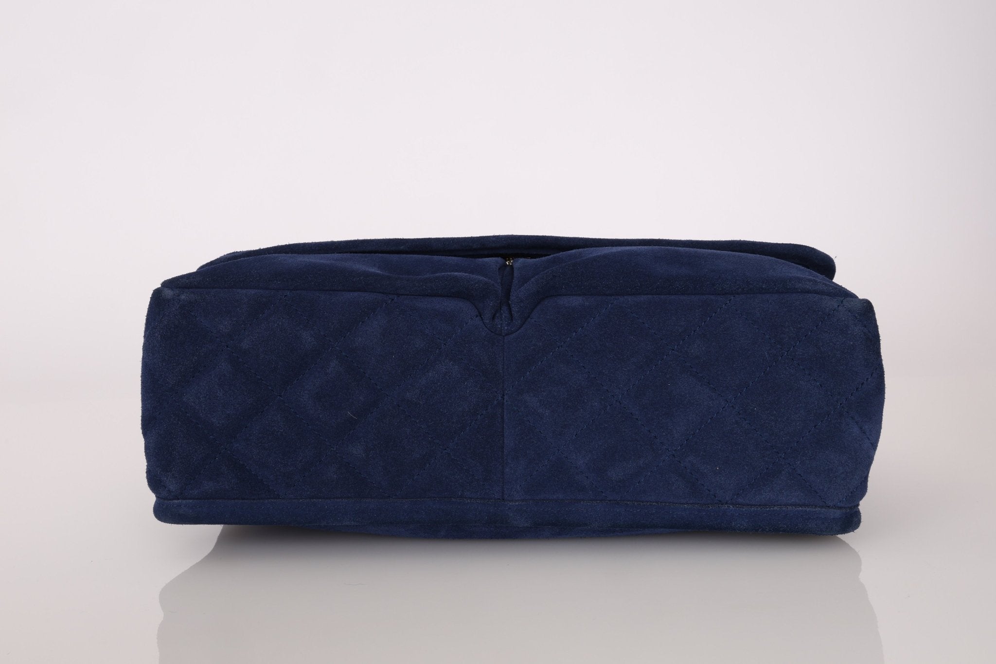 Chanel 2012 Navy Nubuck Natural Beauty Split Pocket Large Flap Bag - FashioNica