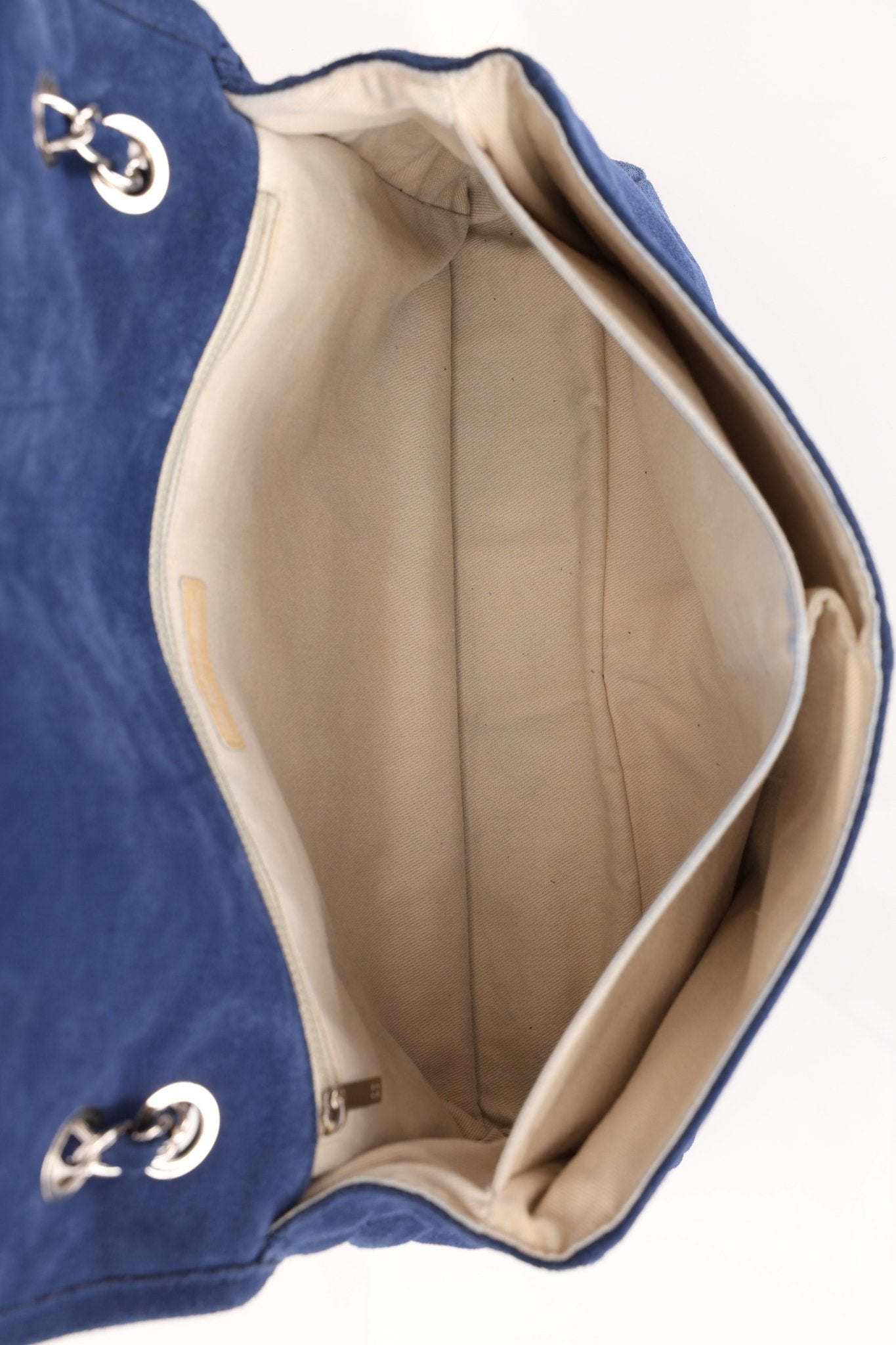 Chanel 2012 Navy Nubuck Natural Beauty Split Pocket Large Flap Bag - FashioNica