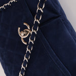 Chanel 2012 Navy Nubuck Natural Beauty Split Pocket Large Flap Bag - FashioNica