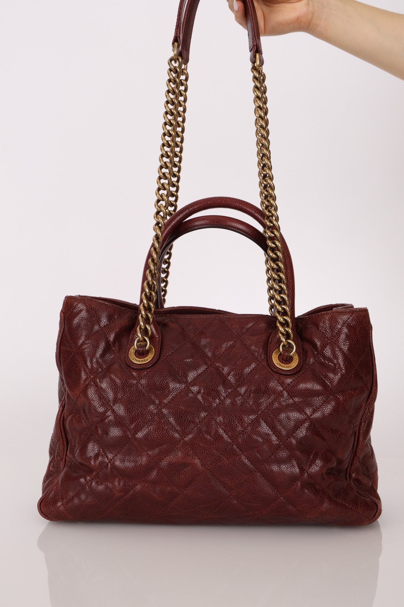Chanel 2012 Paris - Bombay Burgundy Small Aged Caviar Shiva Tote - FashioNica