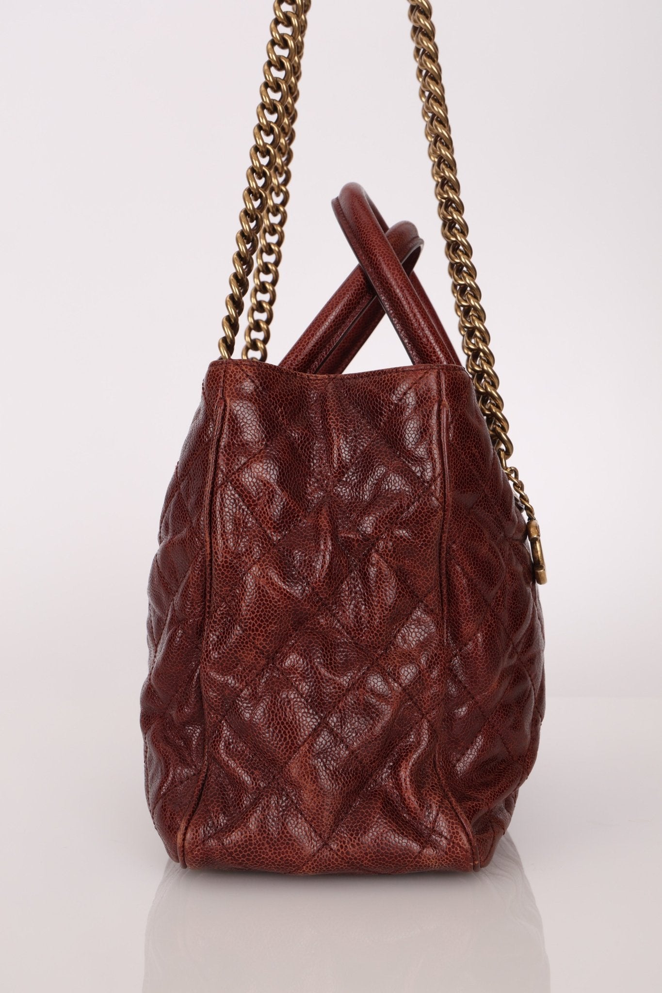 Chanel 2012 Paris - Bombay Burgundy Small Aged Caviar Shiva Tote - FashioNica