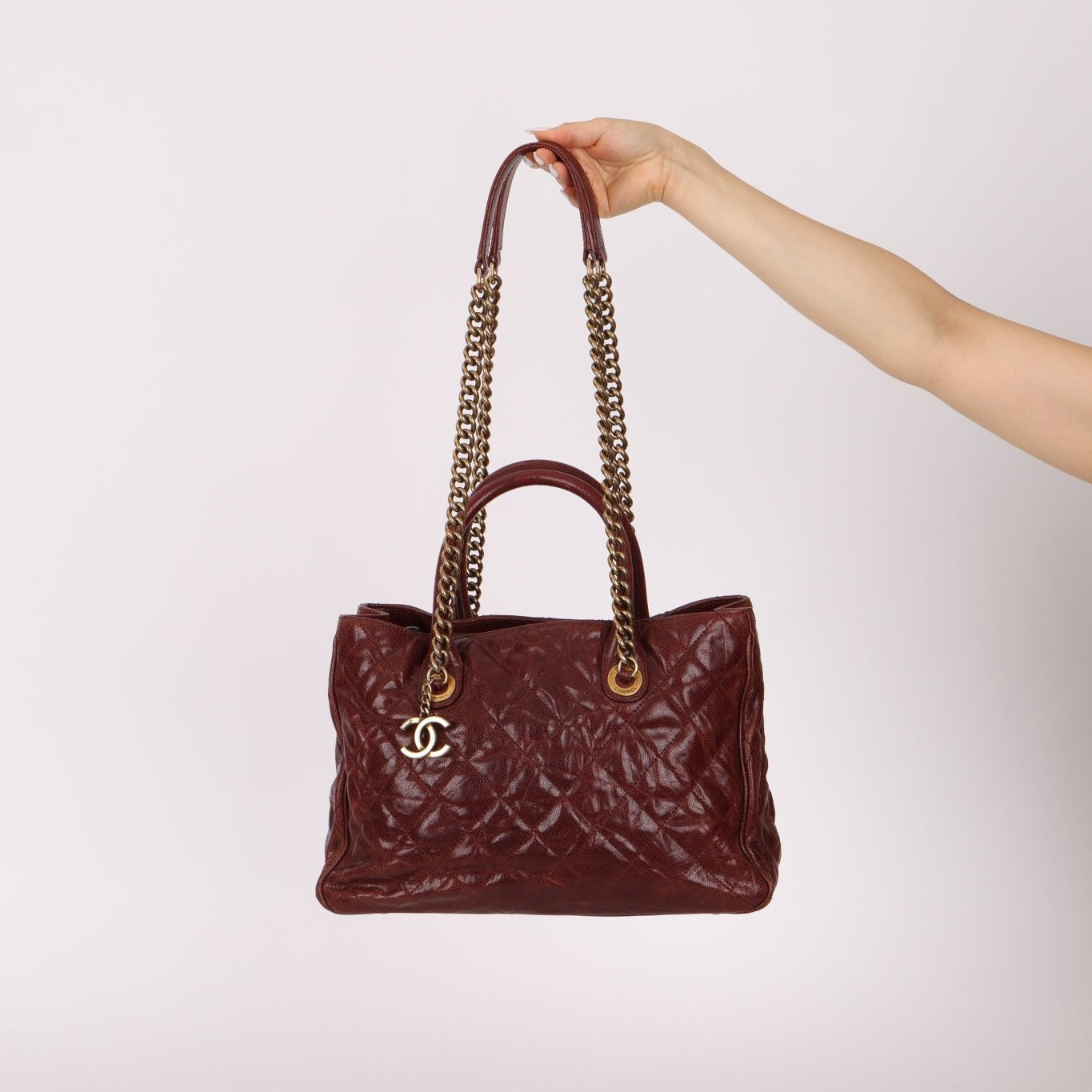 Chanel 2012 Paris - Bombay Burgundy Small Aged Caviar Shiva Tote - FashioNica