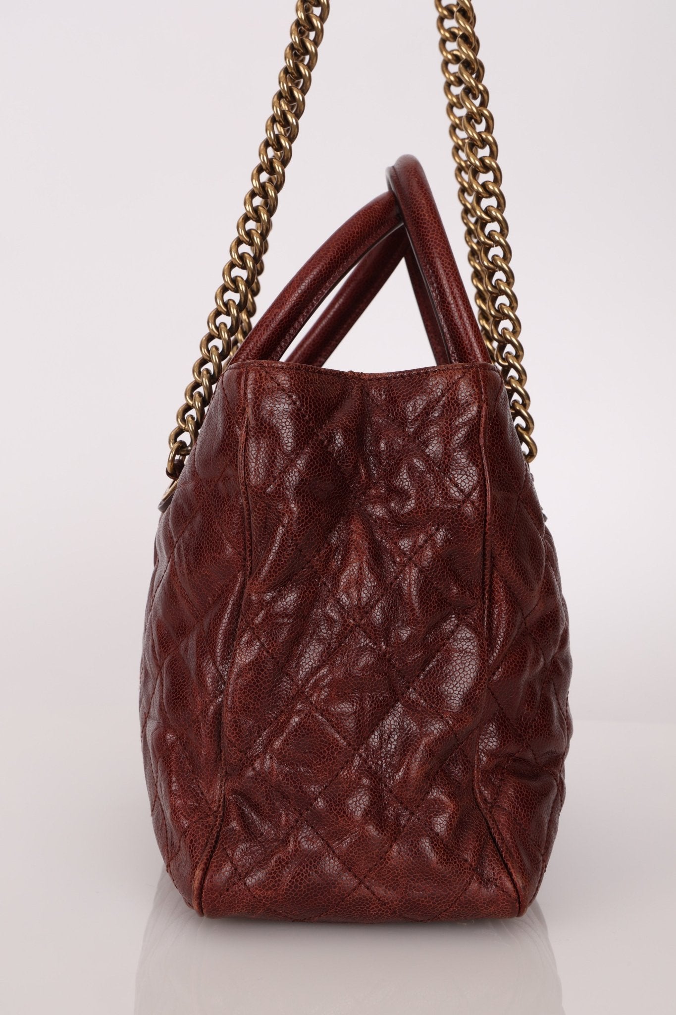 Chanel 2012 Paris - Bombay Burgundy Small Aged Caviar Shiva Tote - FashioNica