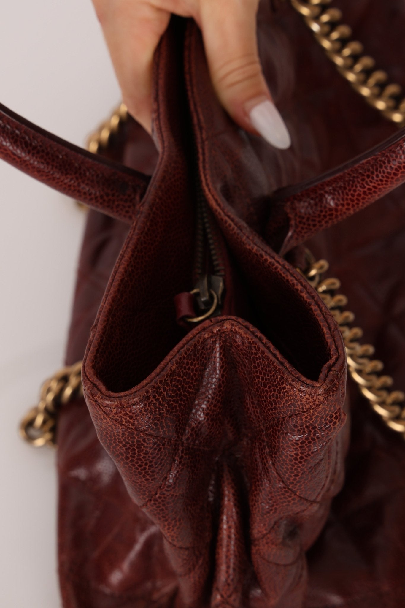 Chanel 2012 Paris - Bombay Burgundy Small Aged Caviar Shiva Tote - FashioNica