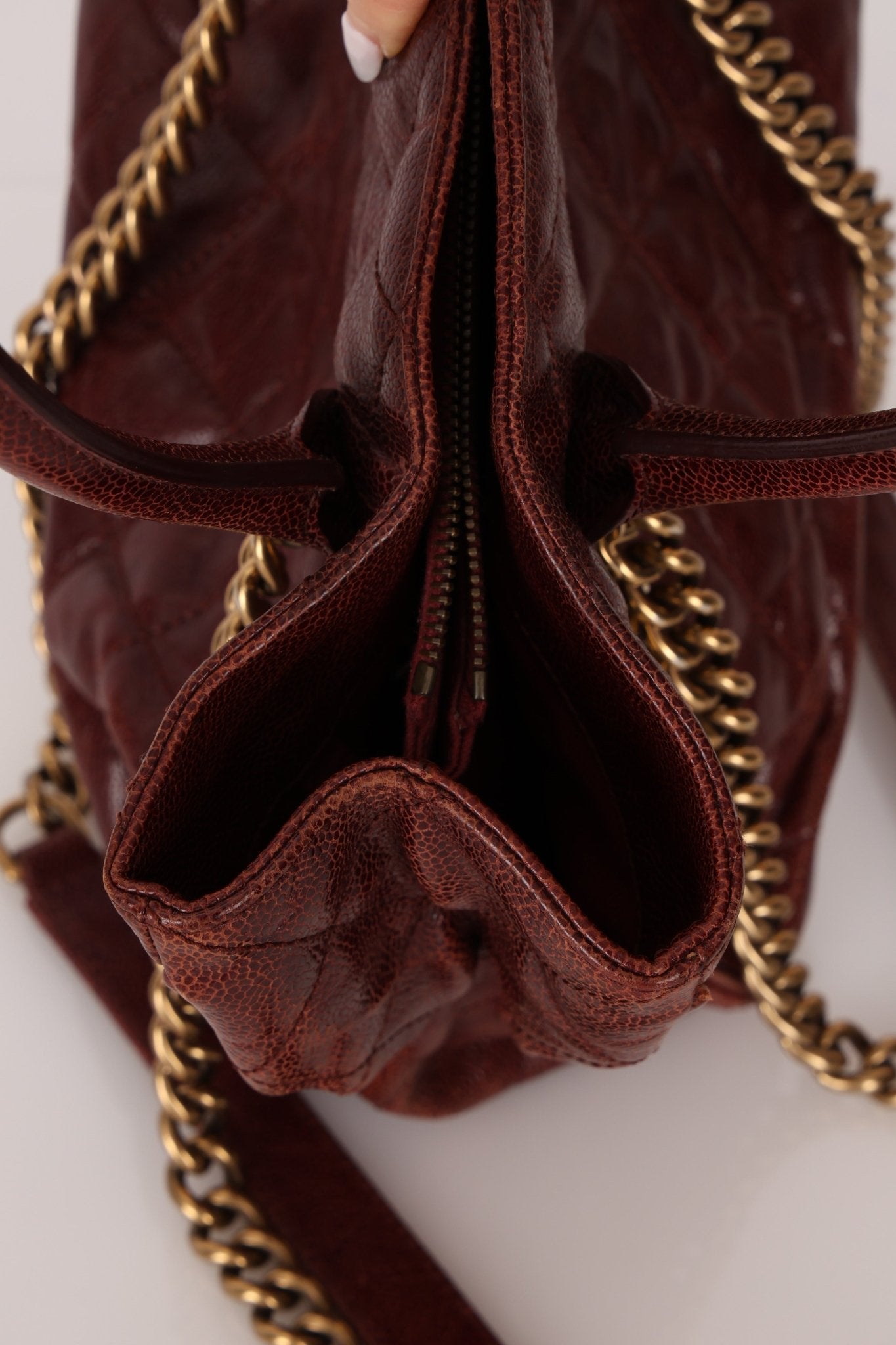 Chanel 2012 Paris - Bombay Burgundy Small Aged Caviar Shiva Tote - FashioNica