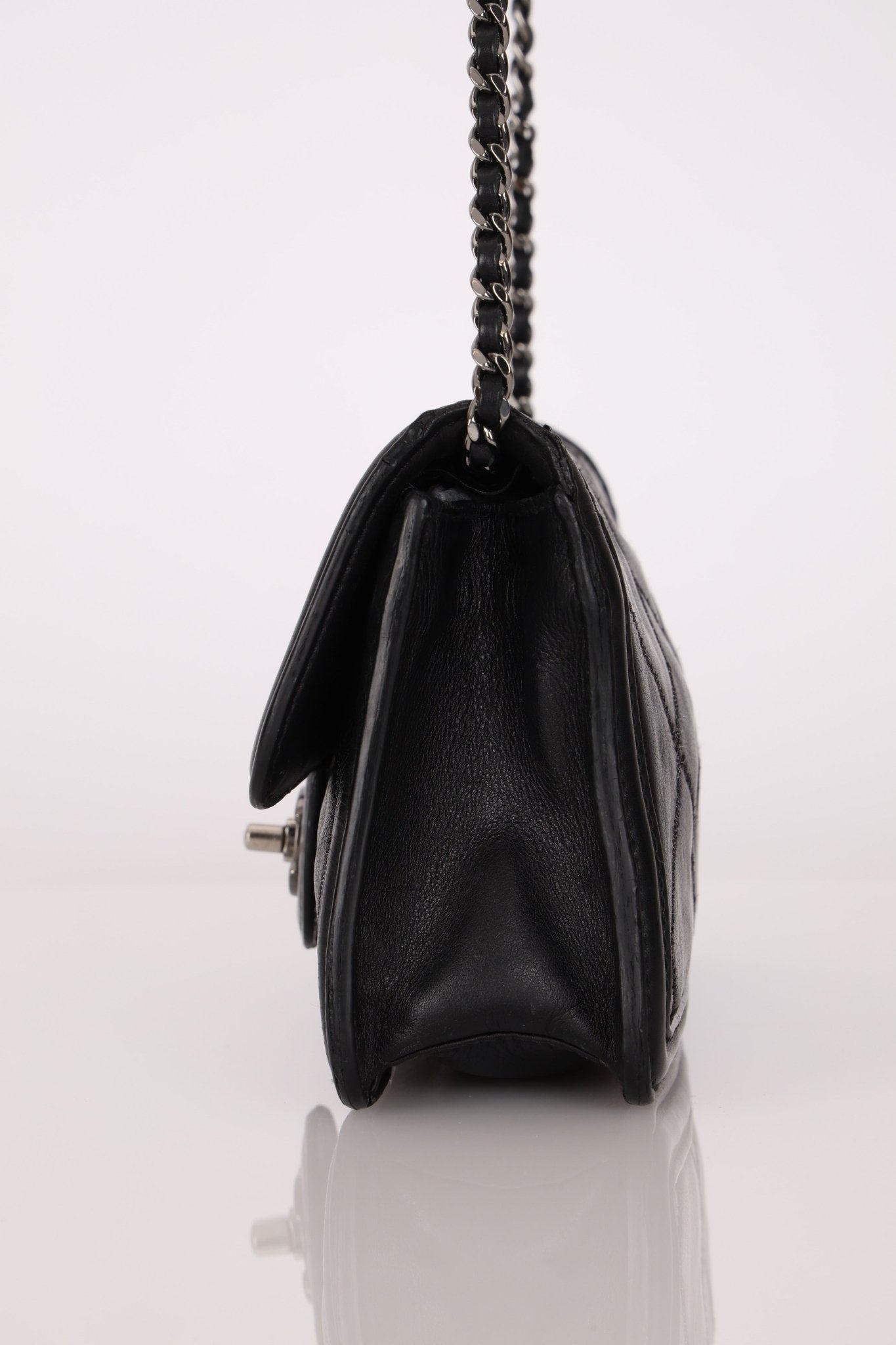 Chanel 2012 Stitches Turnlock Chain East West Flap SHW - FashioNica