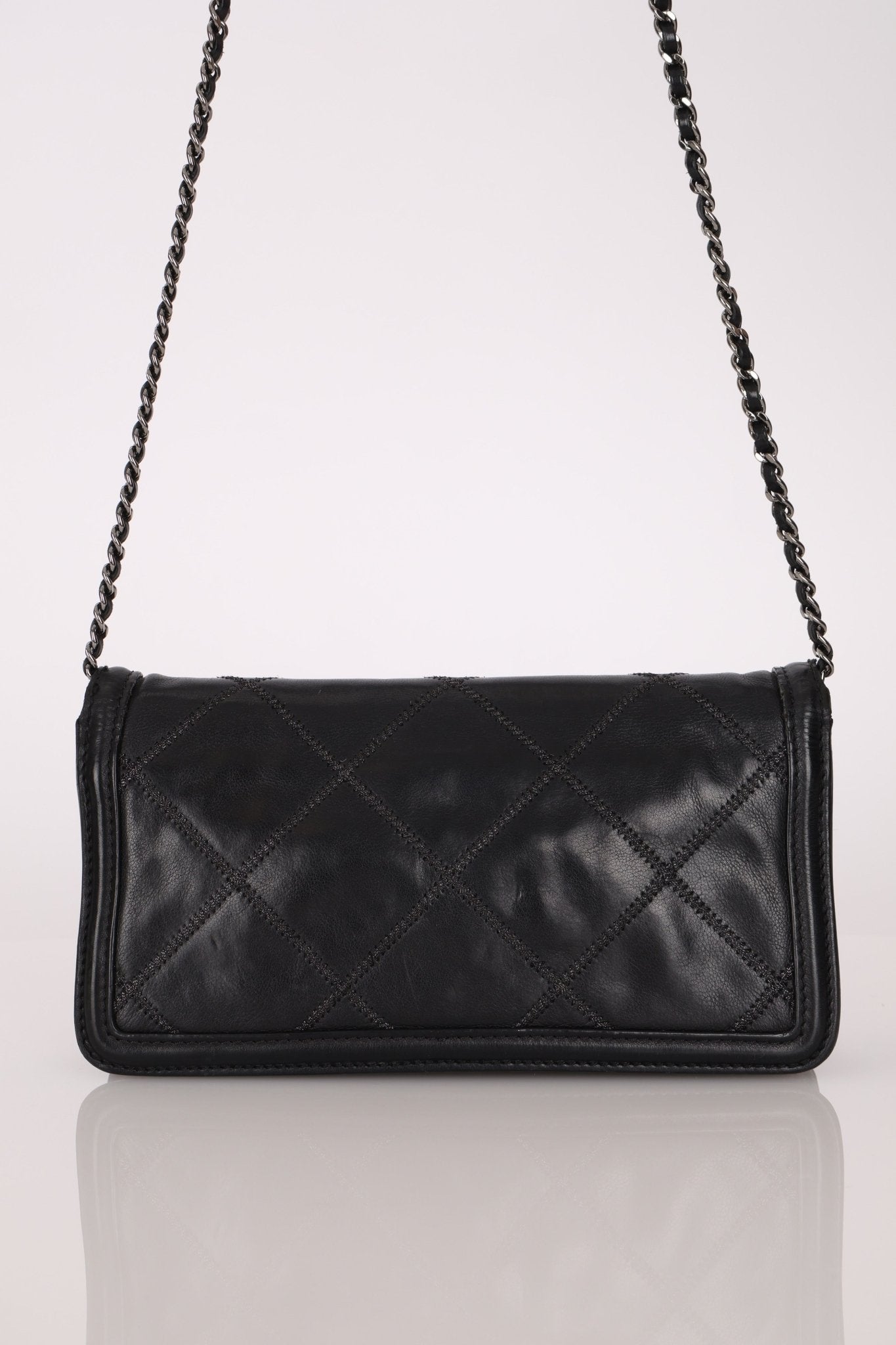 Chanel 2012 Stitches Turnlock Chain East West Flap SHW - FashioNica