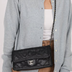 Chanel 2012 Stitches Turnlock Chain East West Flap SHW - FashioNica