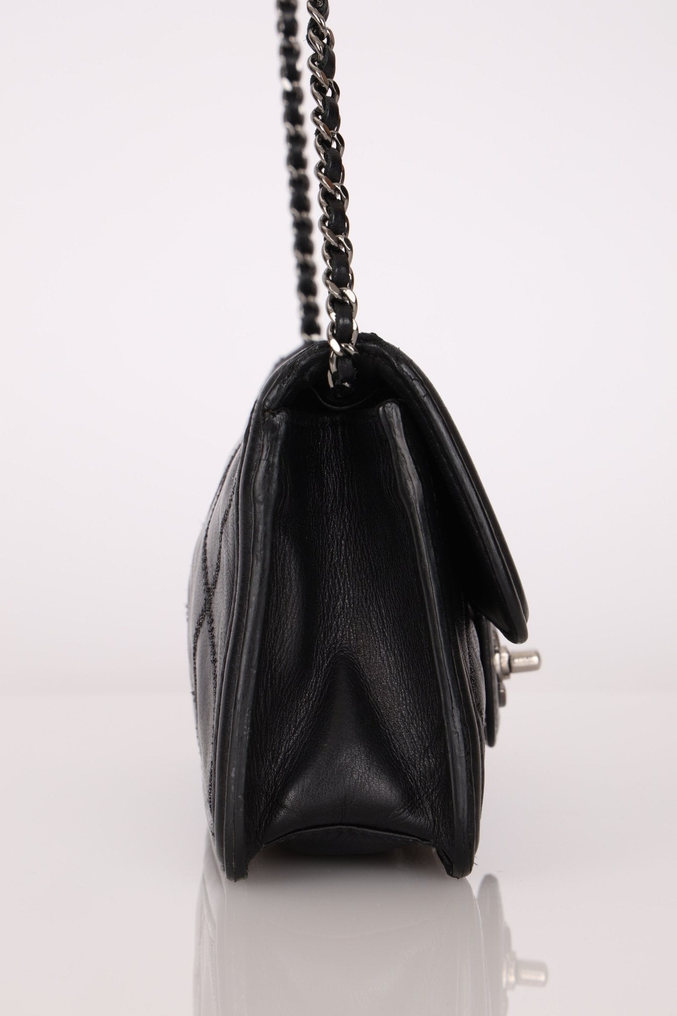 Chanel 2012 Stitches Turnlock Chain East West Flap SHW - FashioNica