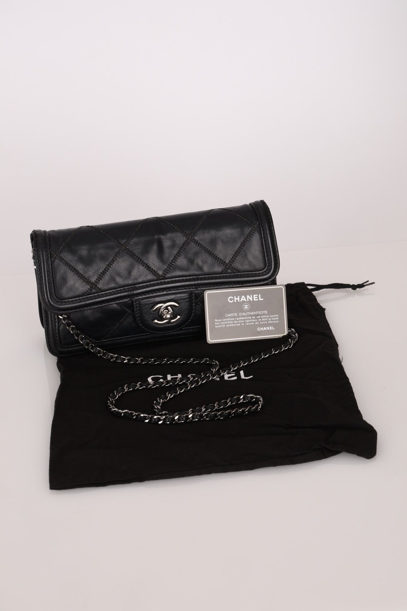 Chanel 2012 Stitches Turnlock Chain East West Flap SHW - FashioNica