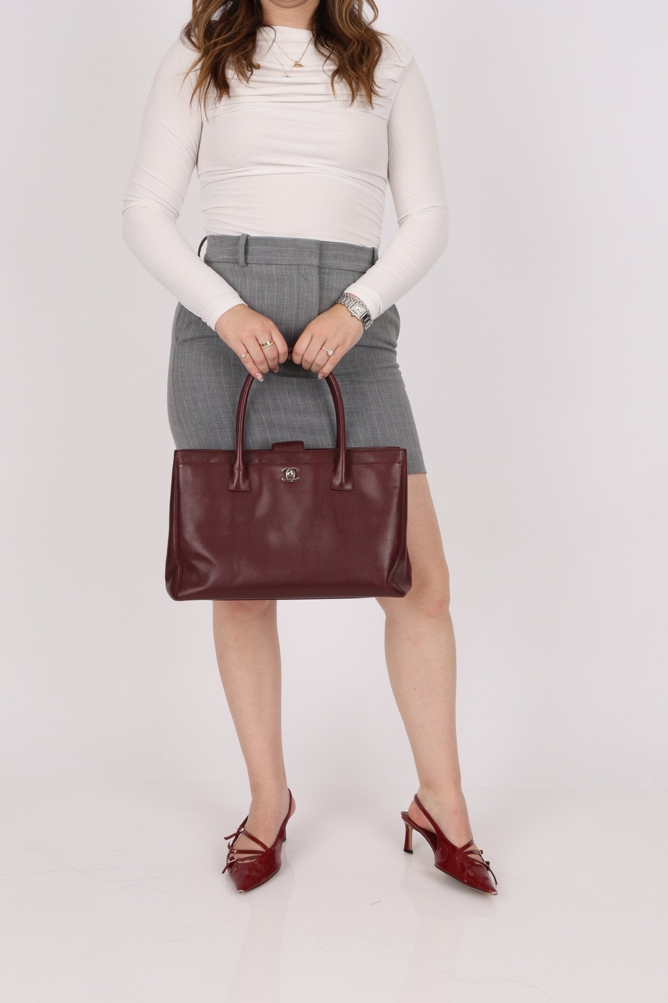 Chanel 2013 Burgundy Calfskin Executive Tote with Pouch - FashioNica