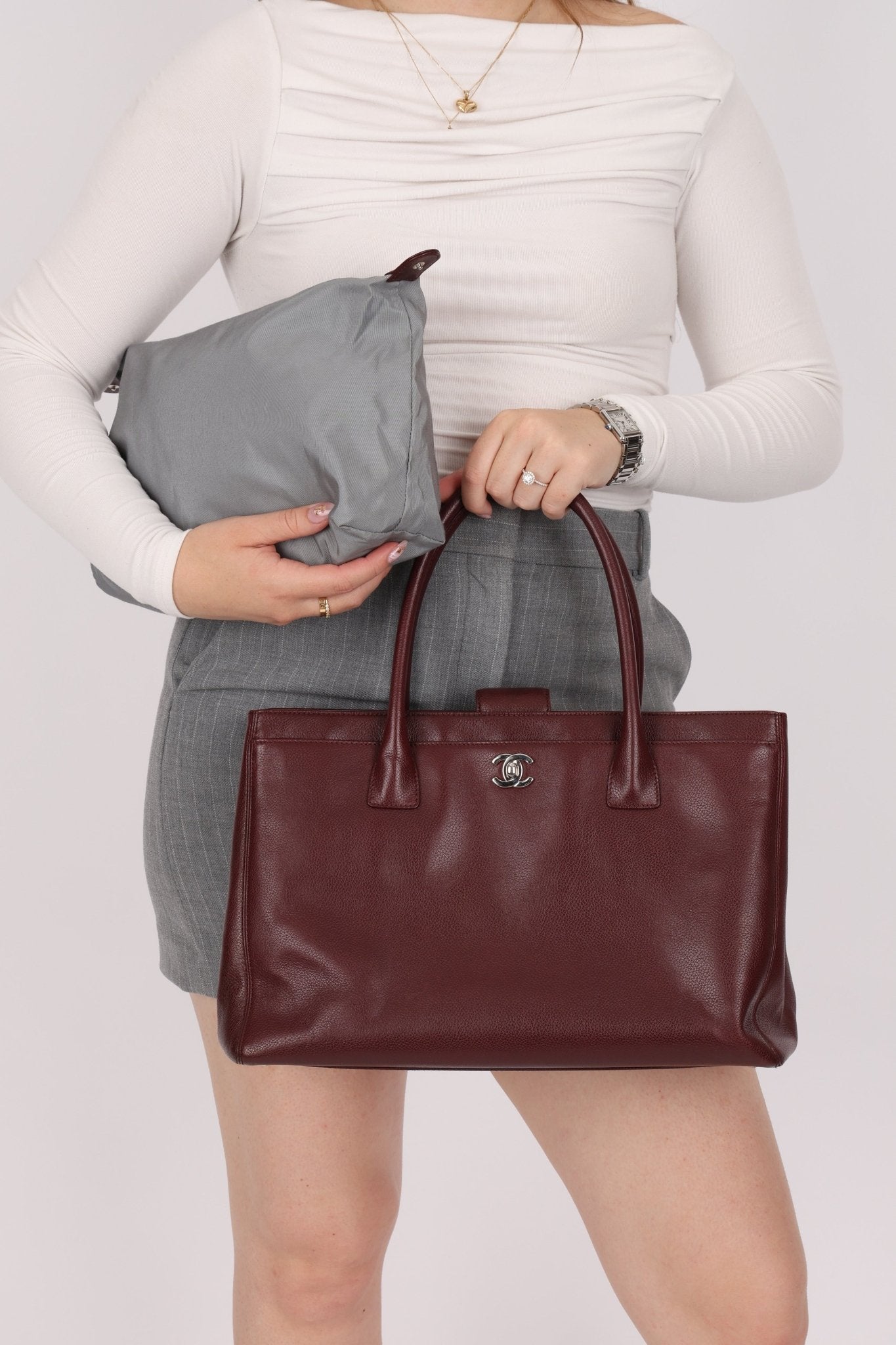 Chanel 2013 Burgundy Calfskin Executive Tote with Pouch - FashioNica