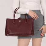 Chanel 2013 Burgundy Calfskin Executive Tote with Pouch - FashioNica